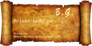 Briski Gréta névjegykártya
